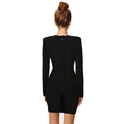 'Vanessa' black sweetheart bandage dress with long sleeves